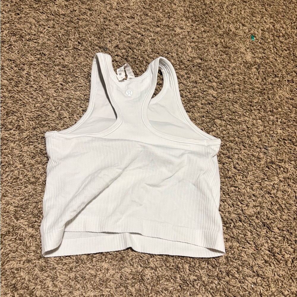 Lululemon Athletica White Ribbed Tank Top